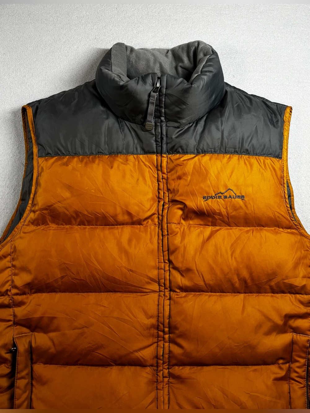 Eddie Bauer Orange and Black Quilted Insulated Vest